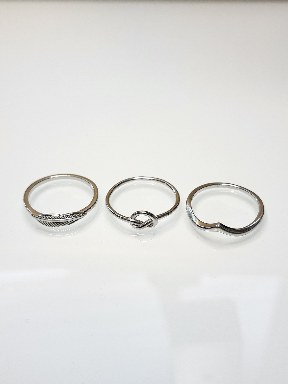 Sterling Silver S925 Stackable Ring Set Size 6 18k White Gold